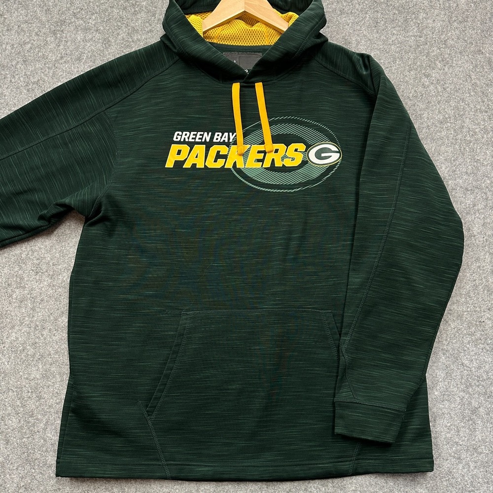 Green Bay Packers‎ Hoodie Mens Size L Green Pullover with Yellow NFL Football